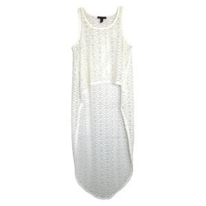 Material Girl Sleeveless Tank High Low Sheer Shirt Dress Beach Cover Up White XS